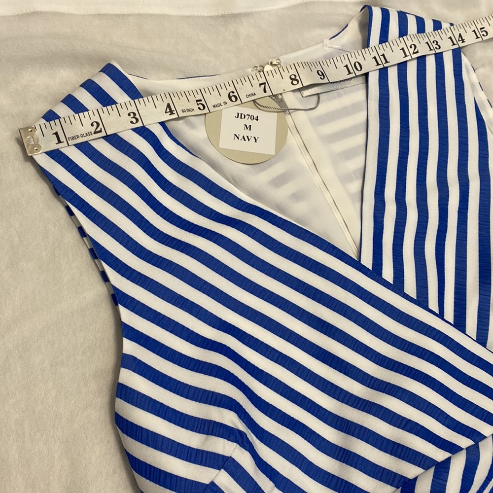 Patrizia luca milano dress blue white stripes sleeveless mid length Size M. New - Picture 13 of 15